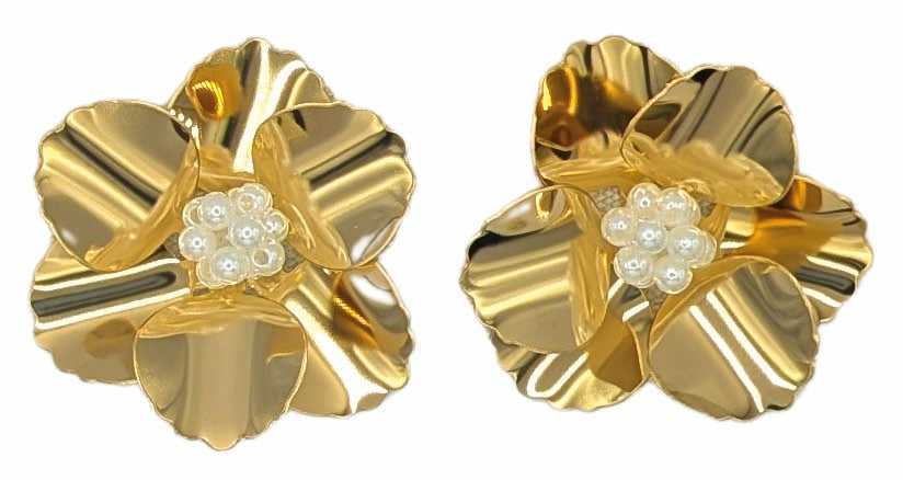 Boucles d'oreille fleur dorée