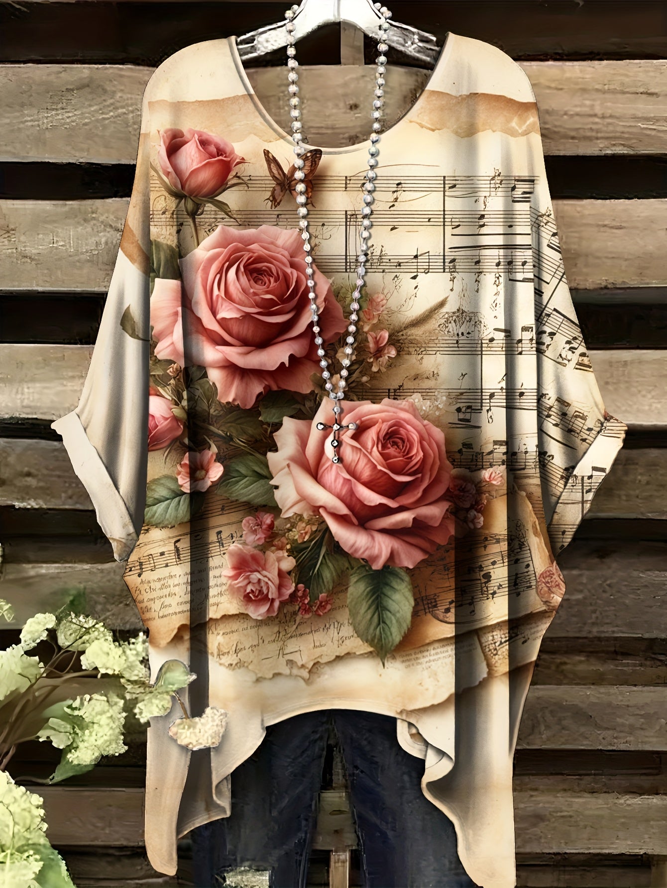 Blouse artistique roses
