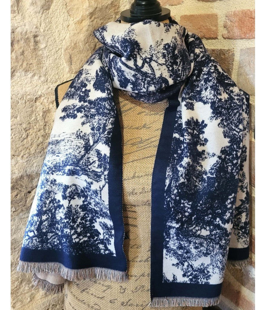 Écharpe Motif Toile de Jouy
