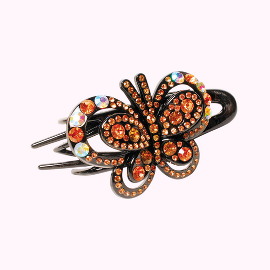 Barrette Papillon - Brun mordoré