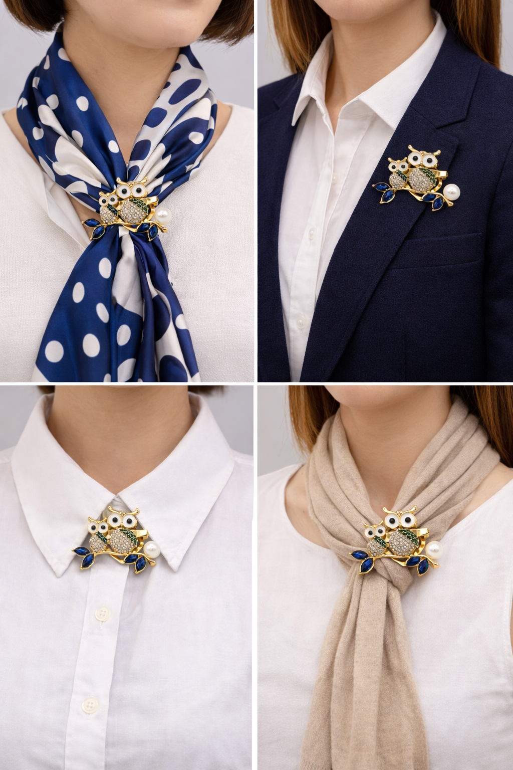 Broche Duo Hiboux Précieux
