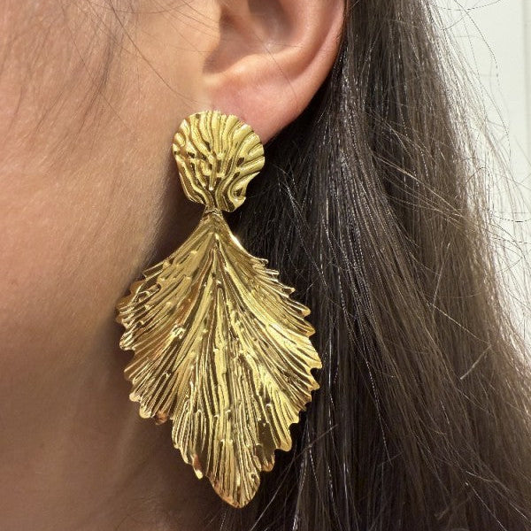 Boucles d'oreilles feuille d'or