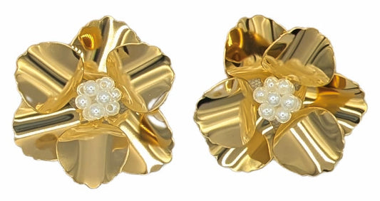 Boucles d'oreille fleur dorée