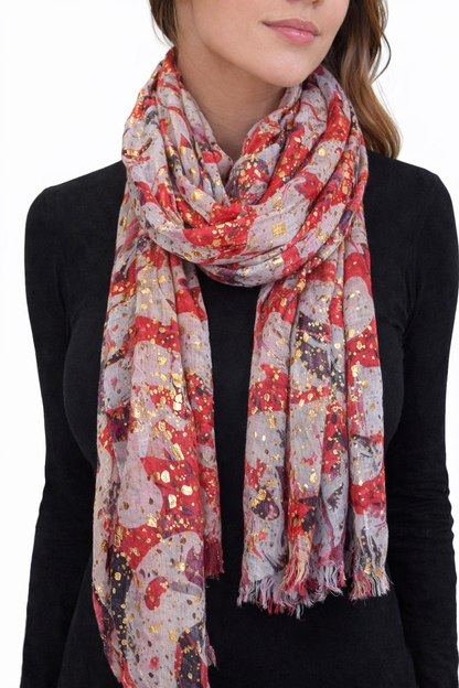 Foulard rouge éclat doré