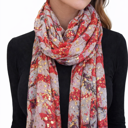 Foulard rouge éclat doré