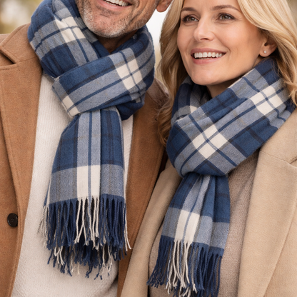 Écharpe à carreaux classiques bleu