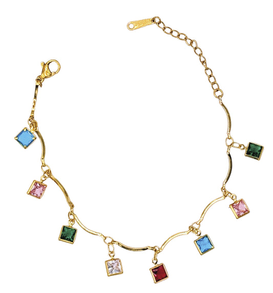 Bracelet mini pierres carrées à suspendre