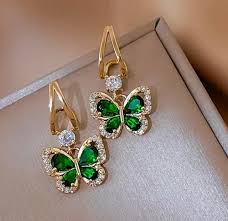 Boucles d'oreilles Papillon émeraude