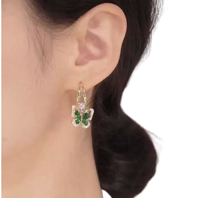 Boucles d'oreilles Papillon émeraude