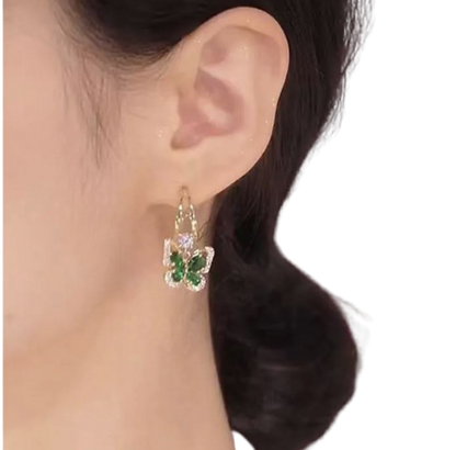 Boucles d'oreilles Papillon émeraude