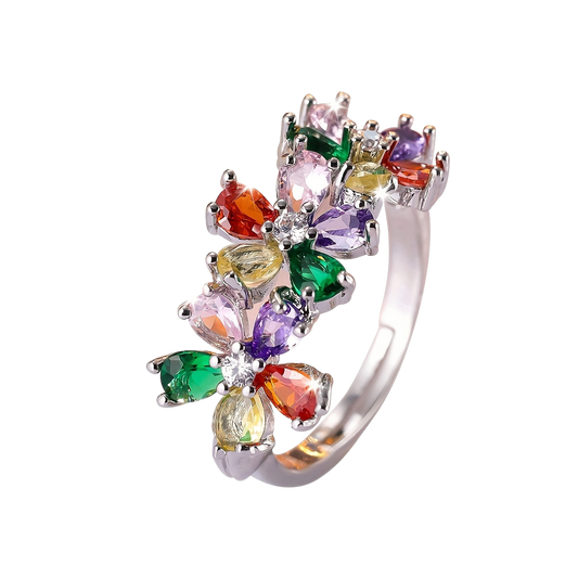 Bague Fleur arc-en-ciel