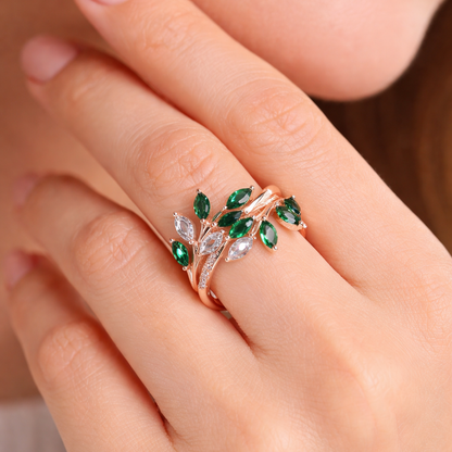 Bague Couronne d’Émeraude Florale
