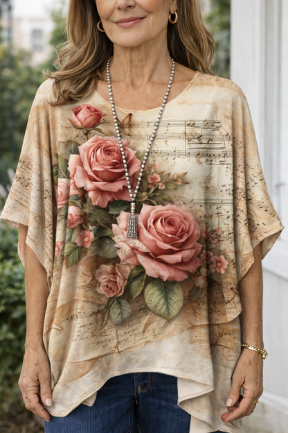 Blouse artistique roses