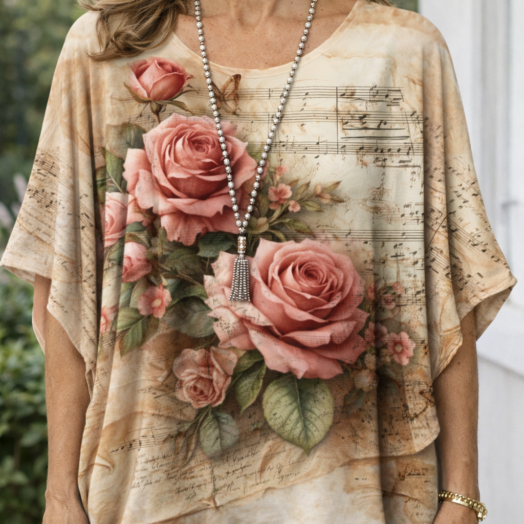 Blouse artistique roses