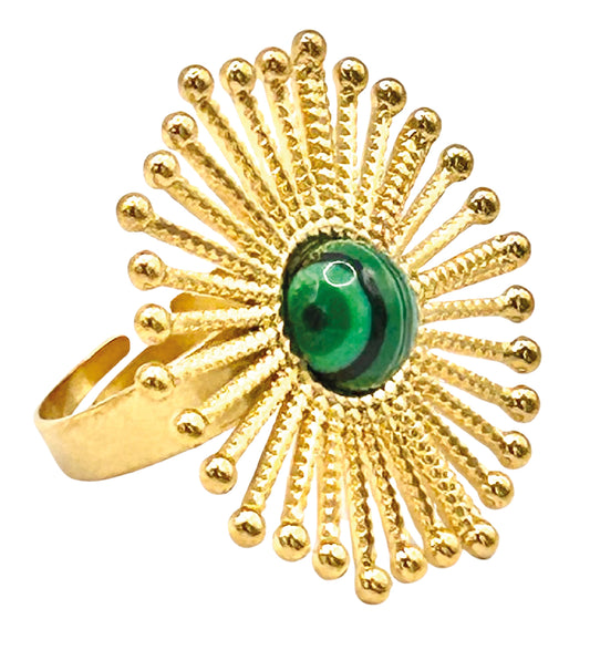 Bague soleil malachite