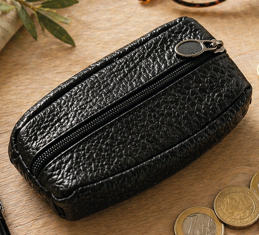 Porte-monnaie en cuir d’agneau – double zip