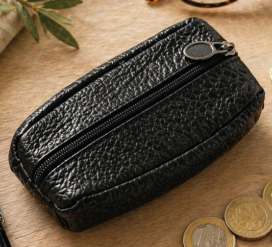 Porte-monnaie en cuir d’agneau – double zip