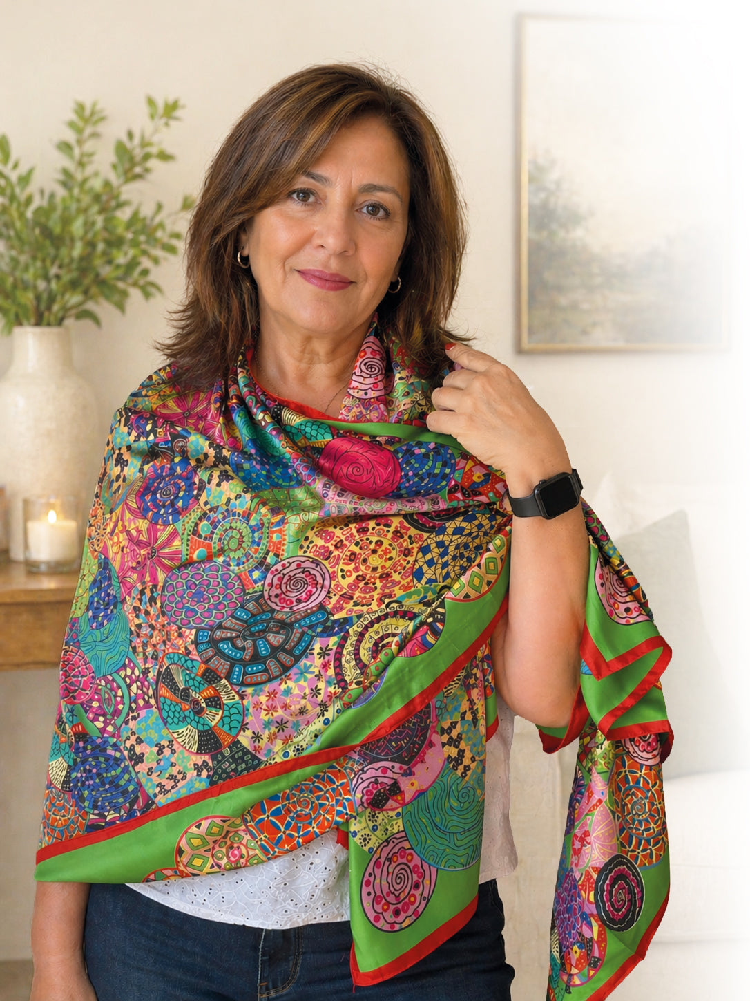 étole motifs ronds multicolors