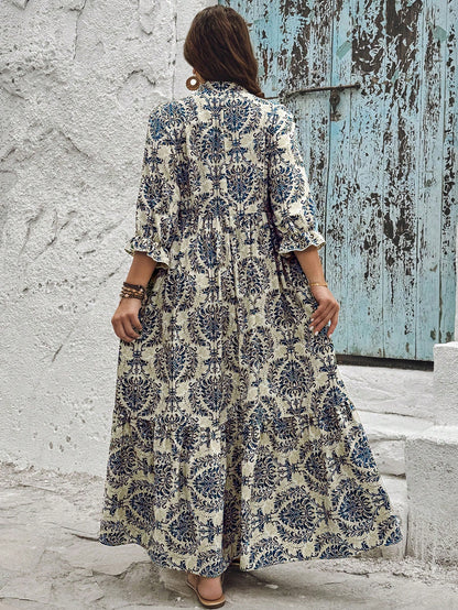 Robe longue au motif damassé