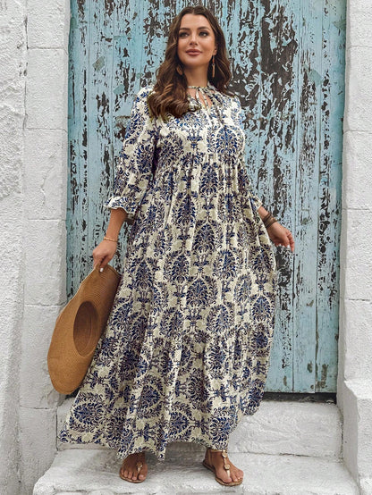 Robe longue au motif damassé