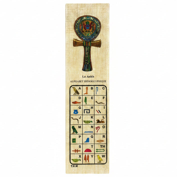 Marque-Page en Papyrus Ankh & Hiéroglyphes