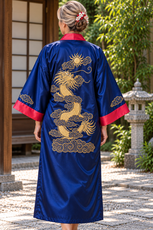 kimono reversible rouge/bleu
