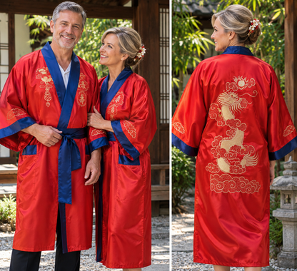 kimono reversible rouge/bleu