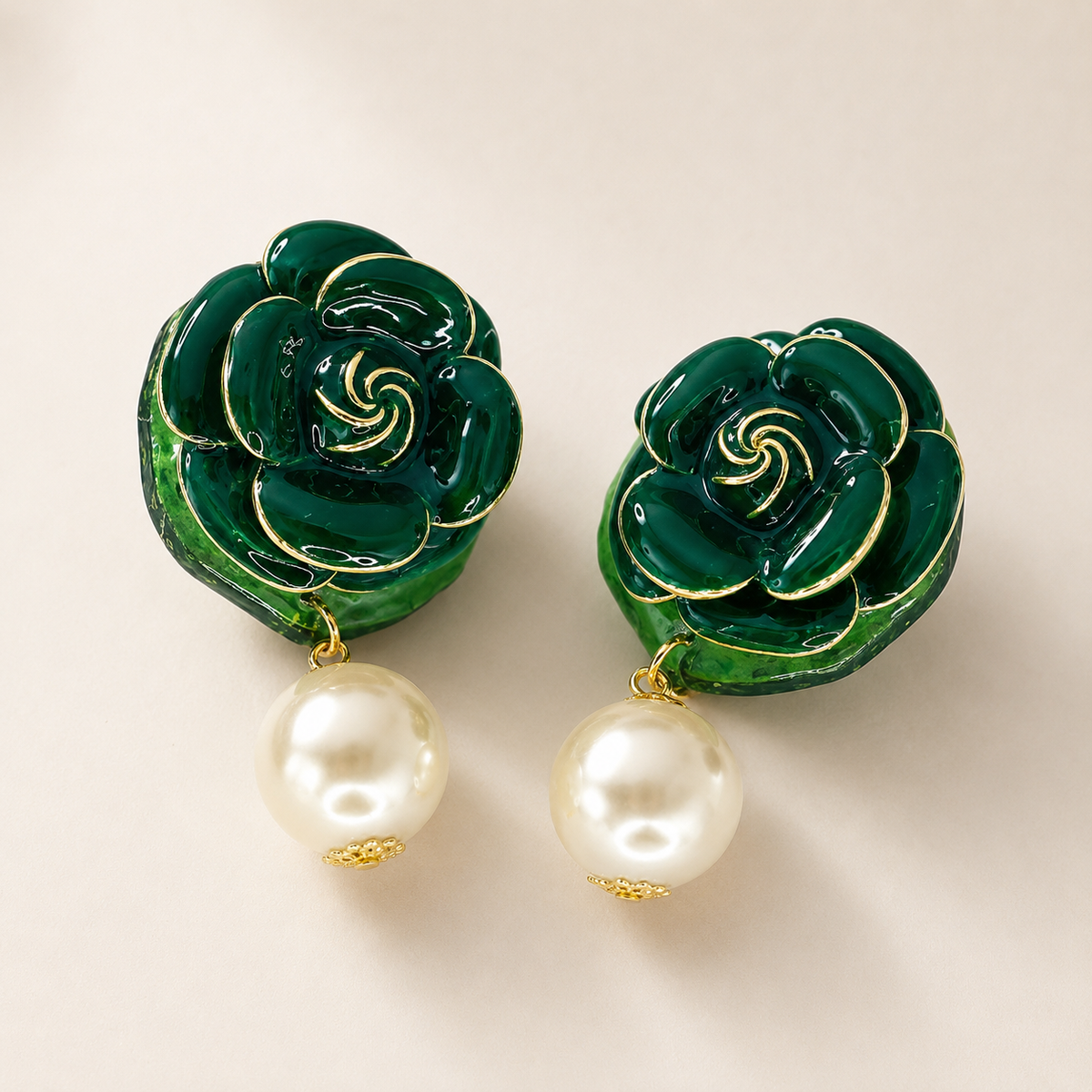 BOUCLES D’OREILLES ROSE ÉMERAUDE