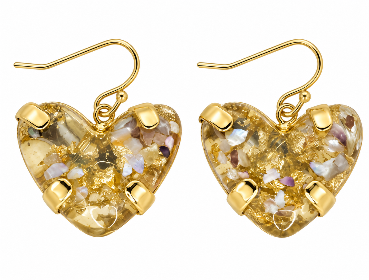 Boucles d’oreilles cœur aux fleurs pressées