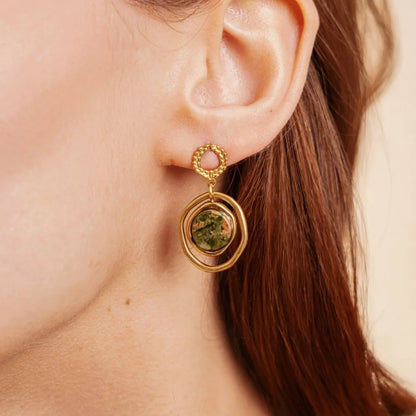 Boucles d'oreilles  jaspe vintage