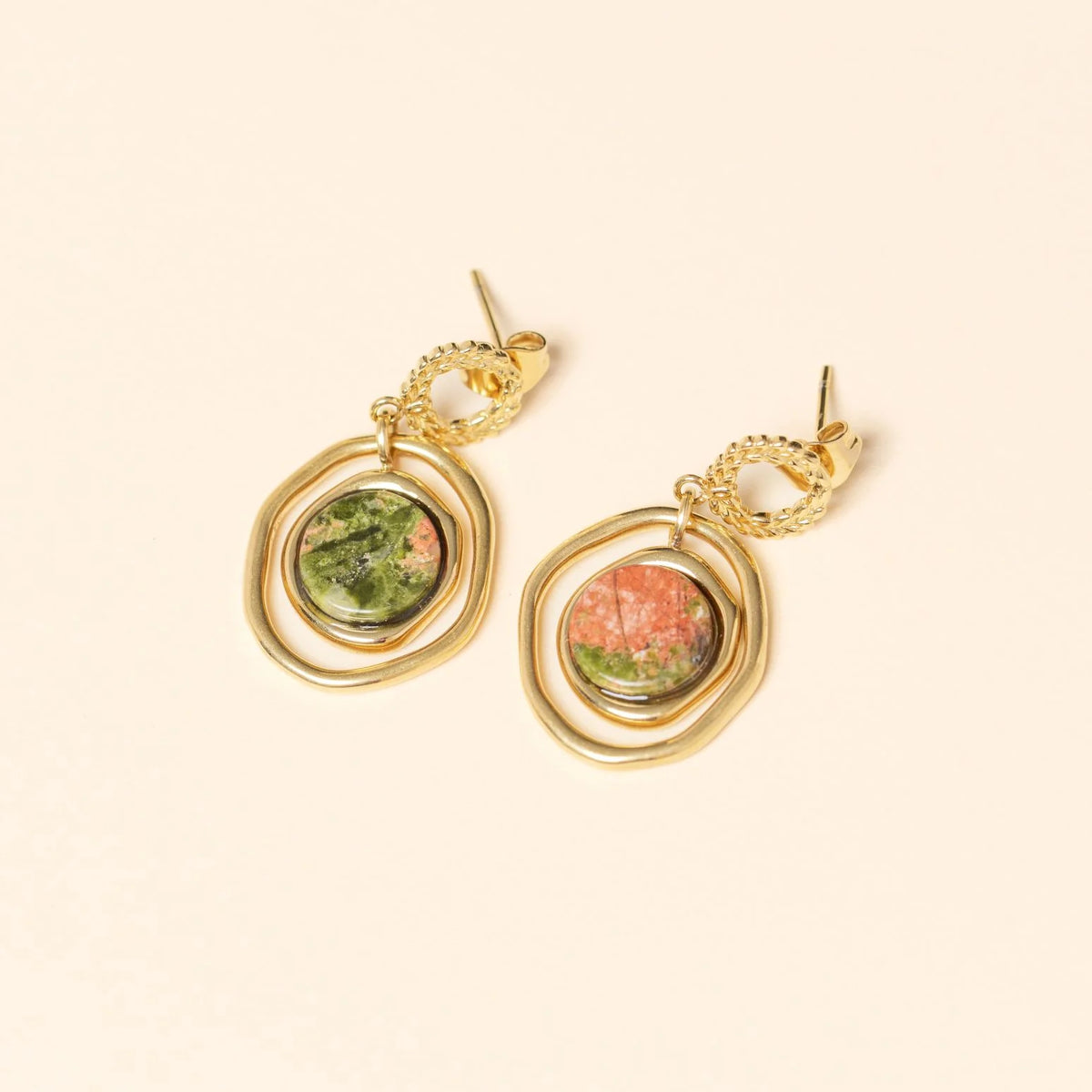 Boucles d'oreilles  jaspe vintage