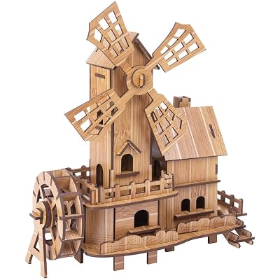 Maquette en 3D de moulin à vent en bois