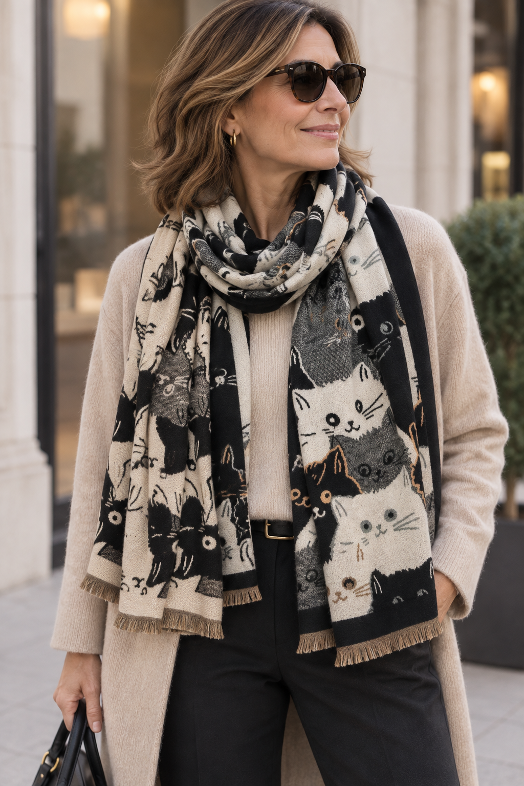 Étole réversible Chats