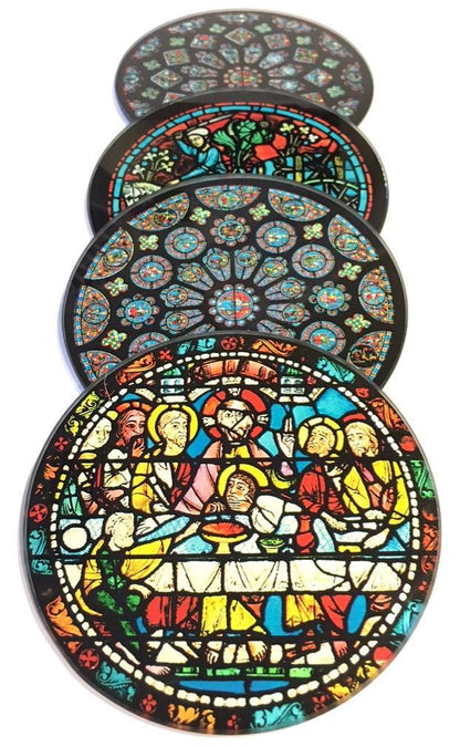Set 4 Sous-verre Vitraux de
 la Cathédrale