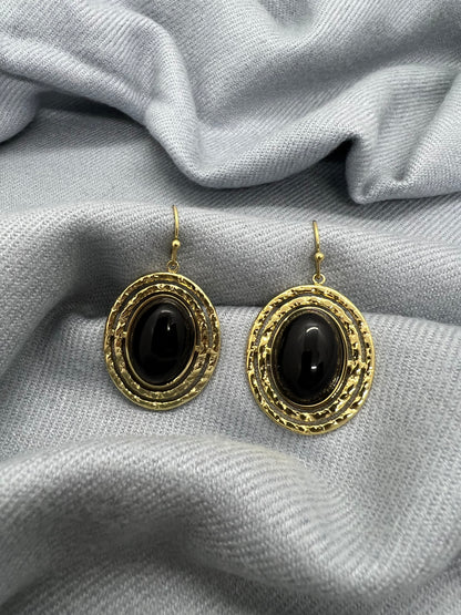 Boucles d'Oreilles Onyx Noir