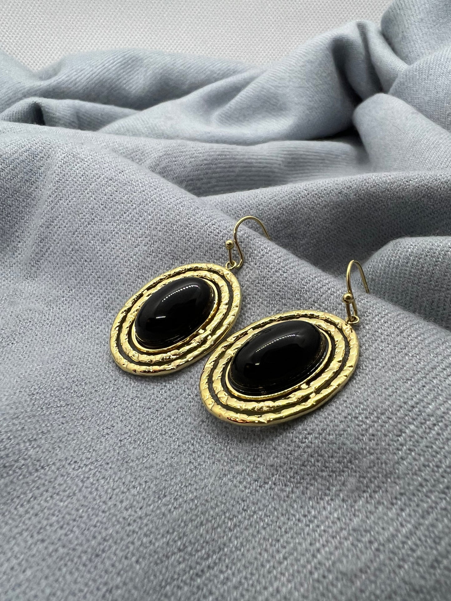 Boucles d'Oreilles Onyx Noir