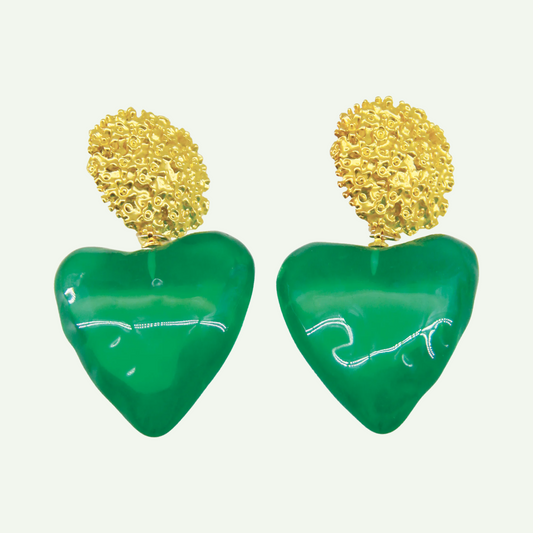 Boucles d'oreilles Cœur Vert