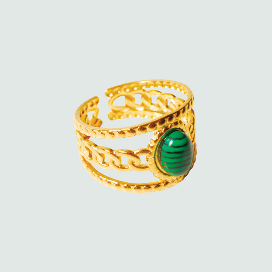 Bague romaine cabochon Malachite