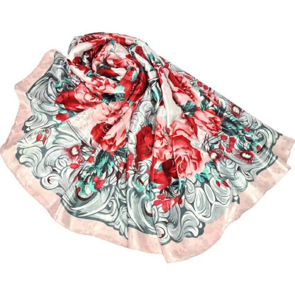 Foulard soyeux à motifs floraux