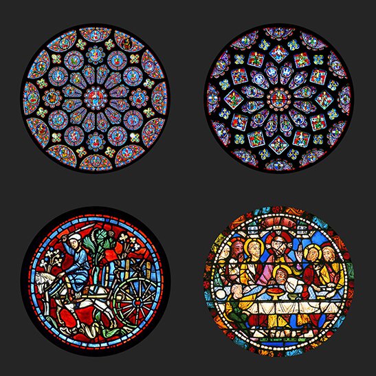 Set 4 Sous-verre Vitraux de
 la Cathédrale