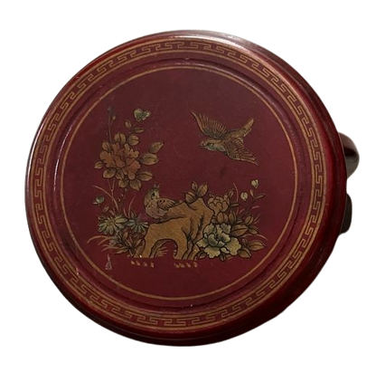 | Tabouret en bois laqué rouge